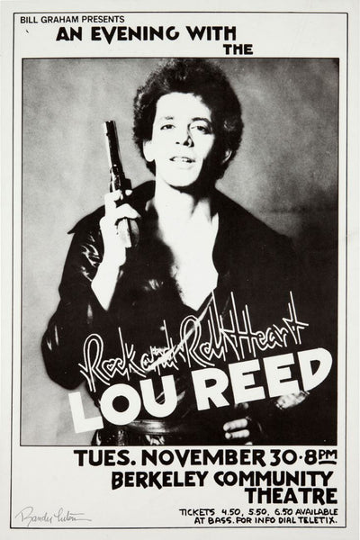 Lou Reed - Rock and Roll Heart Tour - Berkeley -Vintage Rock Music Concert Poster - Art Prints