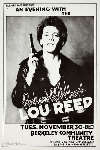 Lou Reed - Rock and Roll Heart Tour - Berkeley -Vintage Rock Music Concert Poster - Large Art Prints