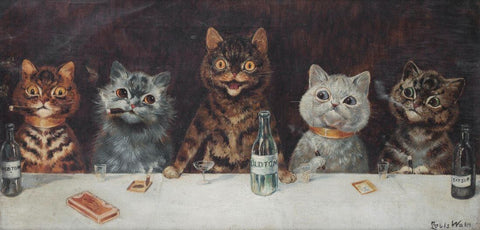The Bachelor’s Party - Louis Wain - Framed Prints