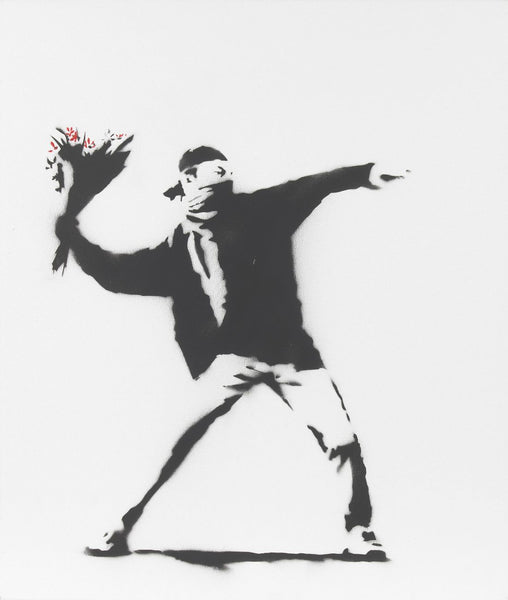 Love Is In The Air (Black and White Graffiti) – Banksy – Pop Art Painting - Life Size Posters