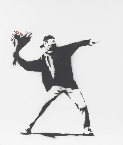 Love Is In The Air (Black and White Graffiti) – Banksy – Pop Art Painting - Large Art Prints