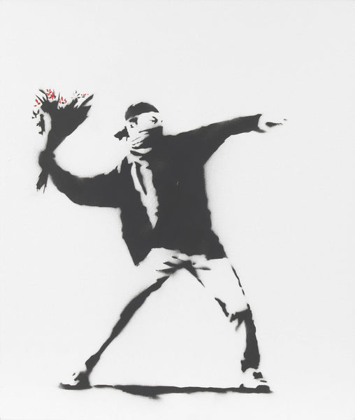 Love Is In The Air (Black and White Graffiti) – Banksy – Pop Art Painting - Posters