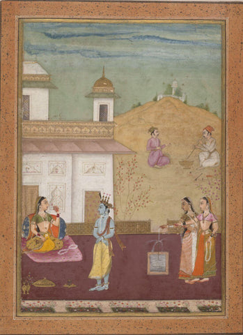 Lovers Breviary - C.1685- Vintage Indian Miniature Art Painting by Miniature Vintage