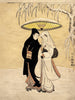 Lovers Walking in the Snow (Crow and Heron) - Suzuki Harunobu - Japanese Nishiki-e Woodblock Masterpiece Painting - Life Size Posters
