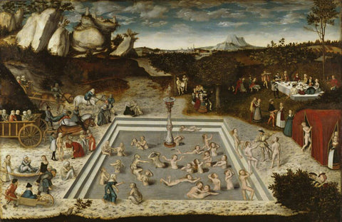 The Fountain of Youth -  Lucas Cranach the Elder - Canvas Prints by Louis Wain