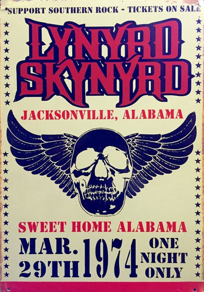 Lynyrd Skynyrd Live At Jacksoville Alabama - Concert Poster - Tallenge Vintage Rock Music Collection - Framed Prints