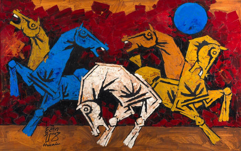Five Horses by M F Husain