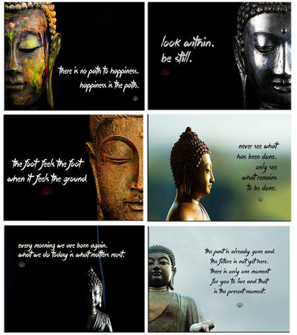 Buddha - Set of 6 Portraits Fridge Magnets by Tallenge Store