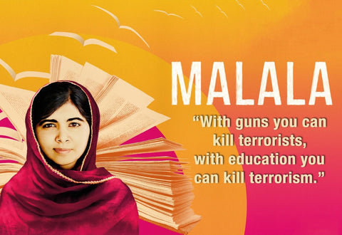 Motivational Poster Art  - Malala Yousafzai Quote - With Guns You Can Kill Terrorists With Education You Can Kill Terrorism - Canvas Prints