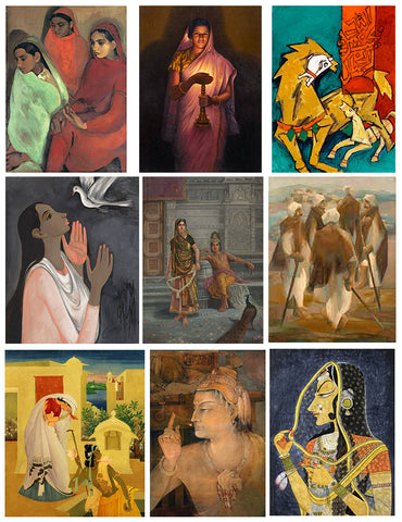 Best of Indian Masters Paintings - Set of 10 Poster Paper - (12 x 17 inches)each