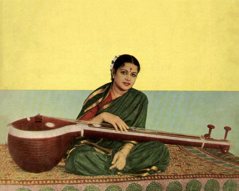 M S Subbulakshmi With Veena - Legendary Indian Classical Singer - Art Poster - Art Prints by Anika