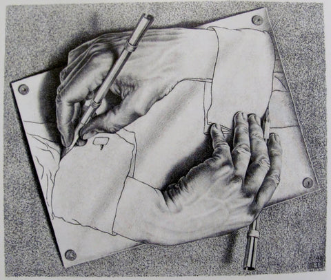 Drawing Hands - Life Size Posters by M. C. Escher