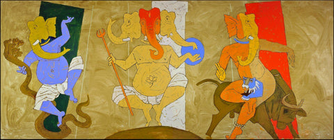 M F Husain - Ganesha Tri - Framed Prints