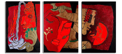 Hindu Triad - Art Panels by M F Husain