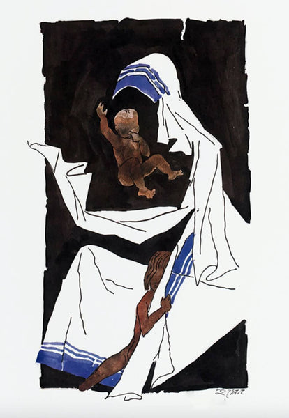 M F Husain - Mother Teresa III - Canvas Prints