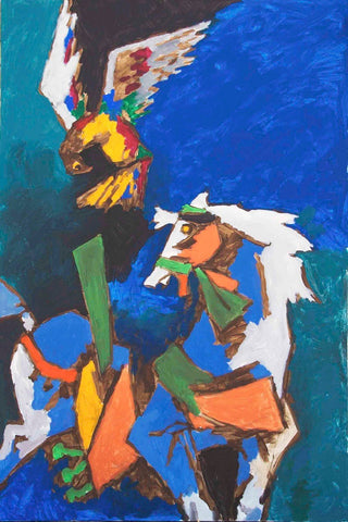 The Prancing Horse - Canvas Prints by M F Husain