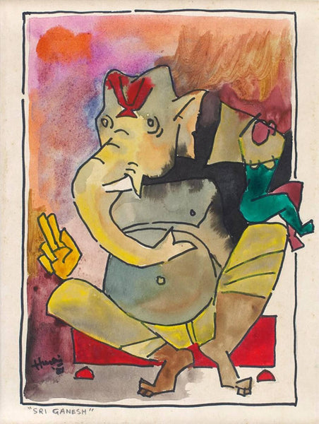 M F Husain - Sri Ganesh - Canvas Prints