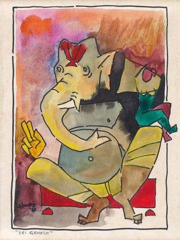 M F Husain - Sri Ganesh - Canvas Prints
