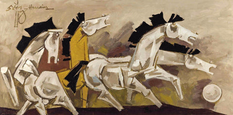 Untitled - Horses X - Posters by M F Husain