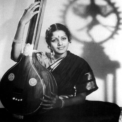 M S Subbulakshmi with Veena - Rare Photograph - Hindustani Carnatic Musician - Poster - Life Size Posters by Anika