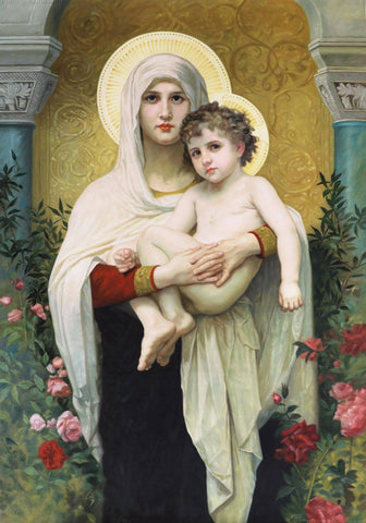 Madonna Of The Roses - Christian Art Jesus Painting by William-Adolphe Bouguereau