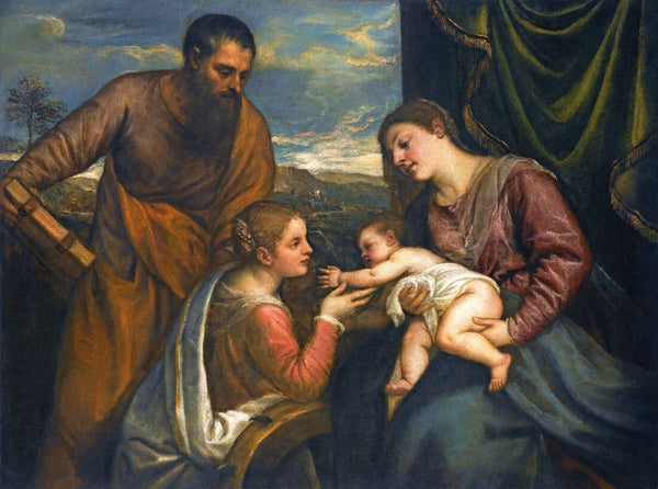 Madonna and Child with Saints Luke and Catherine of Alexandria (Madonna col Bambino e i Santi Luca e Caterina d'Alessandria) – Titian – Christian Art Painting - Large Art Prints