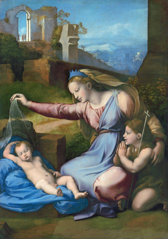 Madonna with the Blue Diadem (La_Vierge_au_voile) - Raphael - Renaissance Painting - Large Art Prints by Raphael