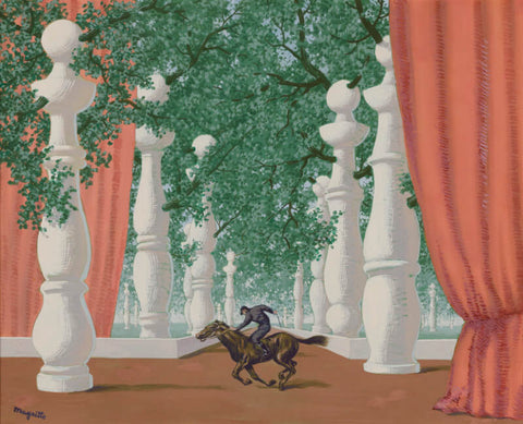 The Lost Jockey (Le Jockey Perdu) – René Magritte Painting – Surrealist Art Painting by Rene Magritte