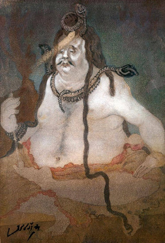 Mahadev Shankar Lord Shiva- Abanindranath Tagore - Bengal School - Indian Art Painting - Canvas Prints