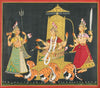 Mahadevi's Emergence From Cosmic Void -  Vintage Indian Miniature Art Painting - Large Art Prints