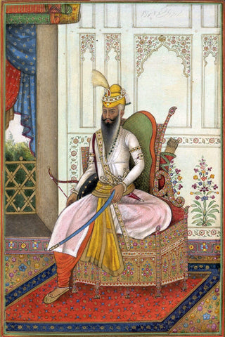 Maharaj Ranjit Singh - Vintage Indian Art Mughal Miniature Sikh Painting - Posters by Akal