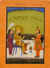 Maharaja Ranjit Singh Seated On A Terrace - Sikh School - Vintage 1800s Indian Miniature Art Painting - Large Art Prints