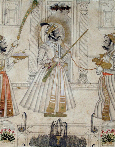 Maharana Amar Singh Ii - Vintage Indian Miniature Art Painting - Art Prints