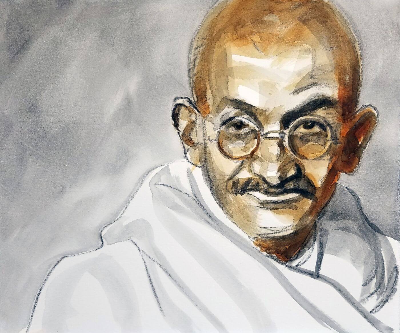 Mahatma Gandhi Drawing by Wayne Pascall  Pixels