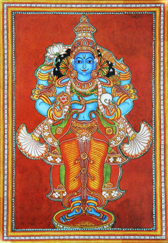 Mahavishnu  - Kerala Mural Painting - Indian Folk Art - Canvas Prints