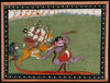 Mahisauramardini; Durga Slaying The Buffalo Demon, Mahishasura - C.1800 - 1899 - Vintage Indian Miniature Art Painting - Art Prints