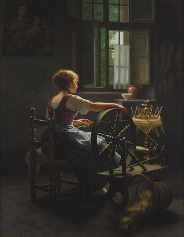 Maiden At Work - Canvas Prints by Giovanni Battista Torriglia