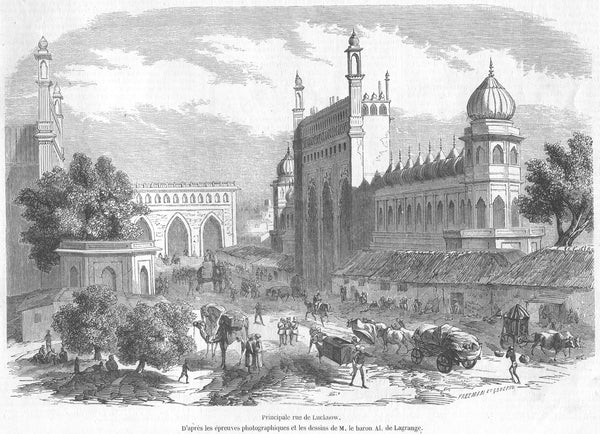 Main Street In Lucknow - Vintage Indian Miniature Art Painting - Life Size Posters