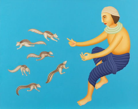 Man With Squirrels by Manjit Bawa