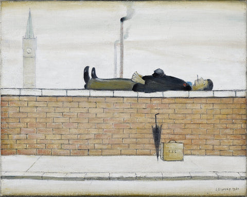 Man Lying On A Wall - L S Lowry - Canvas Prints