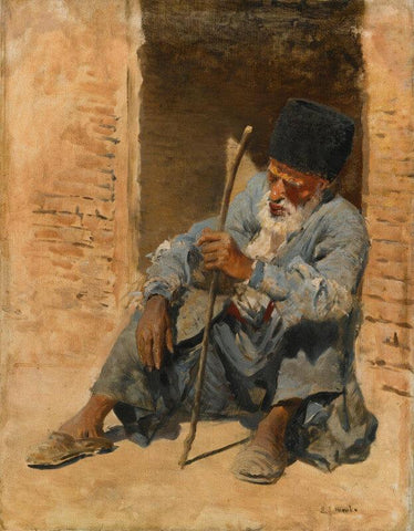 Man Resting In A Doorway. Ispahan Persia by Edwin Lord Weeks
