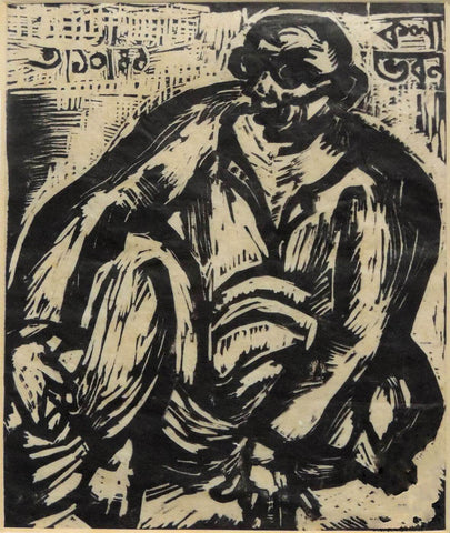 Man Seated - Benode Behari Mukherjee - Bengal School Indian Painting - Posters by Benode Behari Mukherjee