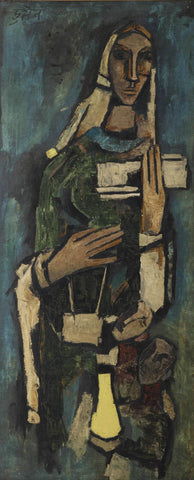 Woman - Canvas Prints by M F Husain
