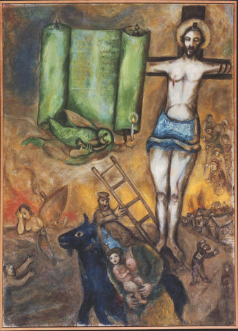 The Yellow Crucifixion (La Crucifixion Jaune) - Marc Chagall - Framed Prints
