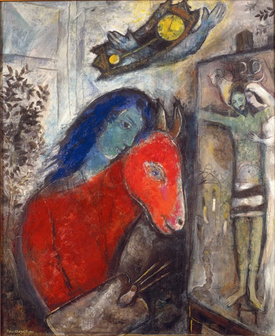Self Portrait with a Clock In front of Crucifixion by Marc Chagall