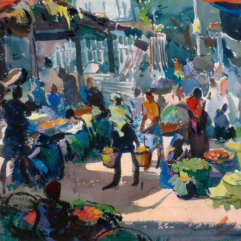 Market Scene - Sayed Haider Raza -  Early Works by Sayed Haider Raza