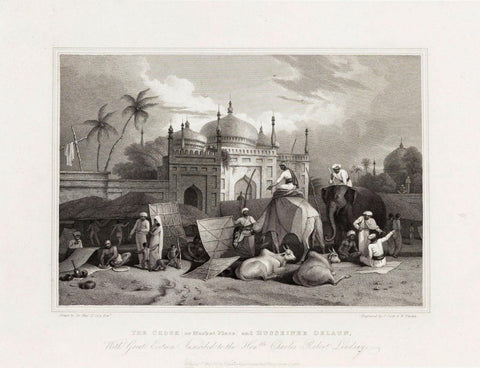 Marketplace - Sir Charles DOyly - Vintage Orientalist Paintings of India - Canvas Prints by Sir Charles DOyly