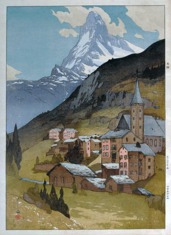 Matterhorn Day (European Series) - Yoshida Hiroshi - Ukiyo-e Woodblock Print Japanese Art Painting - Canvas Prints
