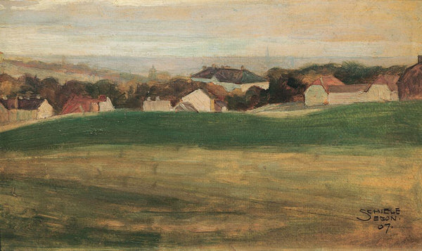 Meadow Landscape with Houses - Egon Schiele (Early Works) - Posters