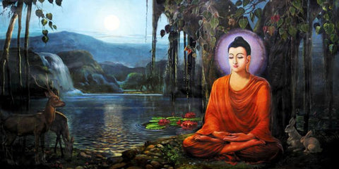 Meditating Buddha Painting - Large Art Prints by Raghuraman